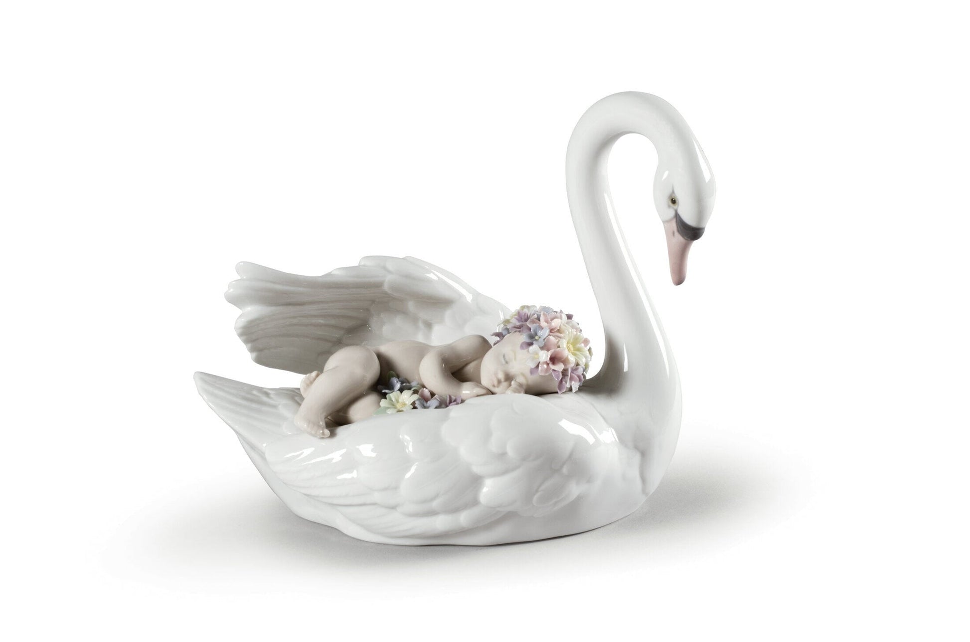 Lladró Drifting through Dreamland Swan and Baby Figurine Sculpture by Lladró at  FormFluent Sydney, Australia