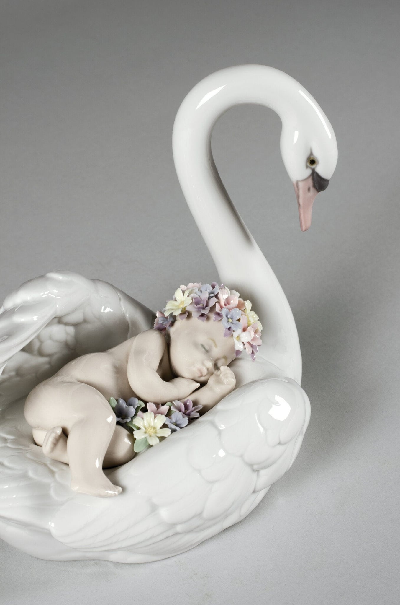 Lladró Drifting through Dreamland Swan and Baby Figurine Sculpture by Lladró at  FormFluent Sydney, Australia