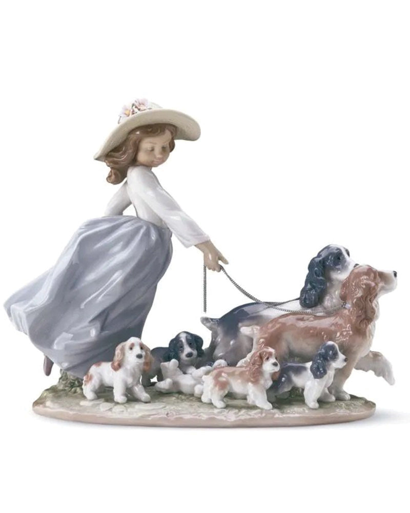 Lladró Puppy Parade Girl with Dogs Figurine   FormFluent