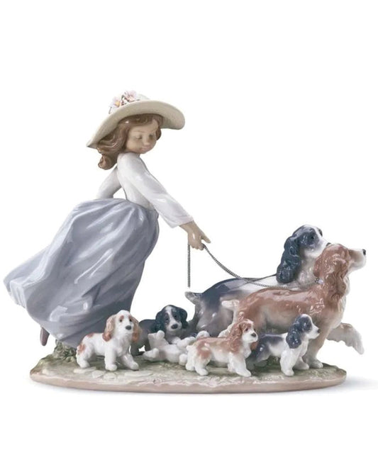 Lladró Puppy Parade Girl with Dogs Figurine   FormFluent