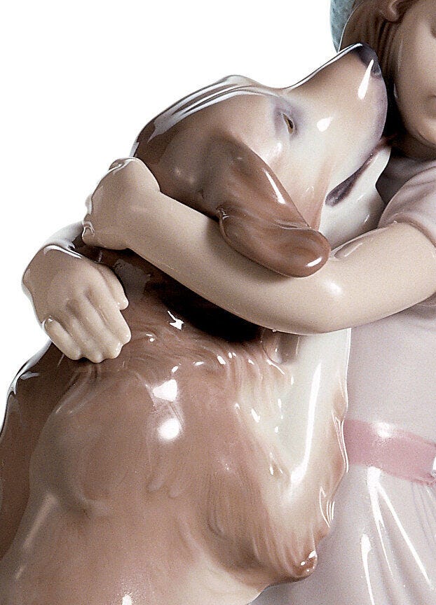 Buy Authentic Lladró Lladró A Warm Welcome Dog and Girl Figurine Sculpture - FormFluent Sydney Australia