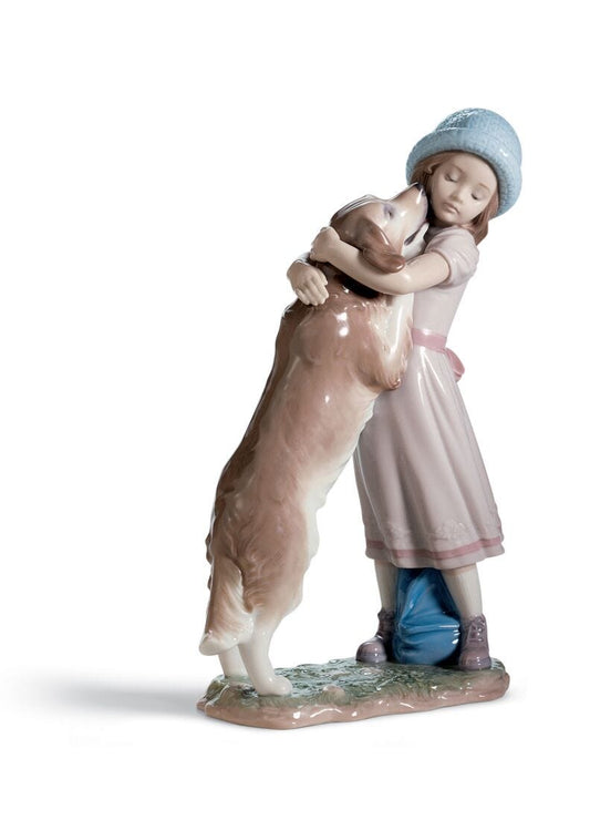 Buy Authentic Lladró Lladró A Warm Welcome Dog and Girl Figurine Sculpture - FormFluent Sydney Australia