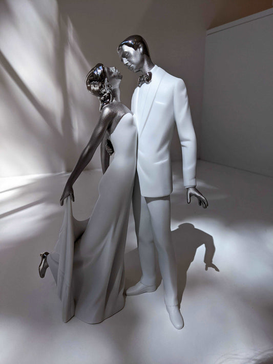 Lladró Happy Anniversary Wedding Couple Figurines - White and Silver Sculpture by Lladró at  FormFluent Sydney, Australia