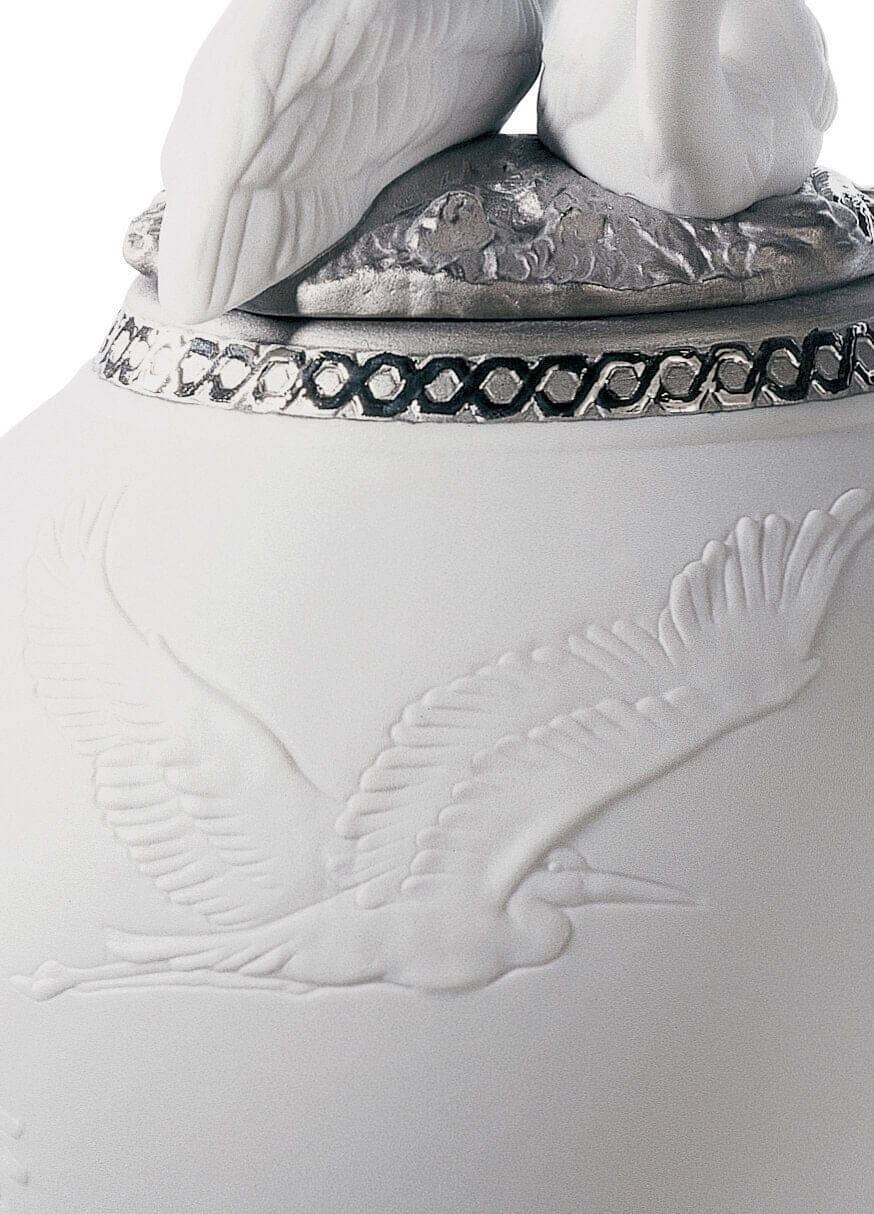 Lladró Herons' Realm Covered Vase Silver Lustre Vase by  Lladró at   FormFluent Sydney, Australia