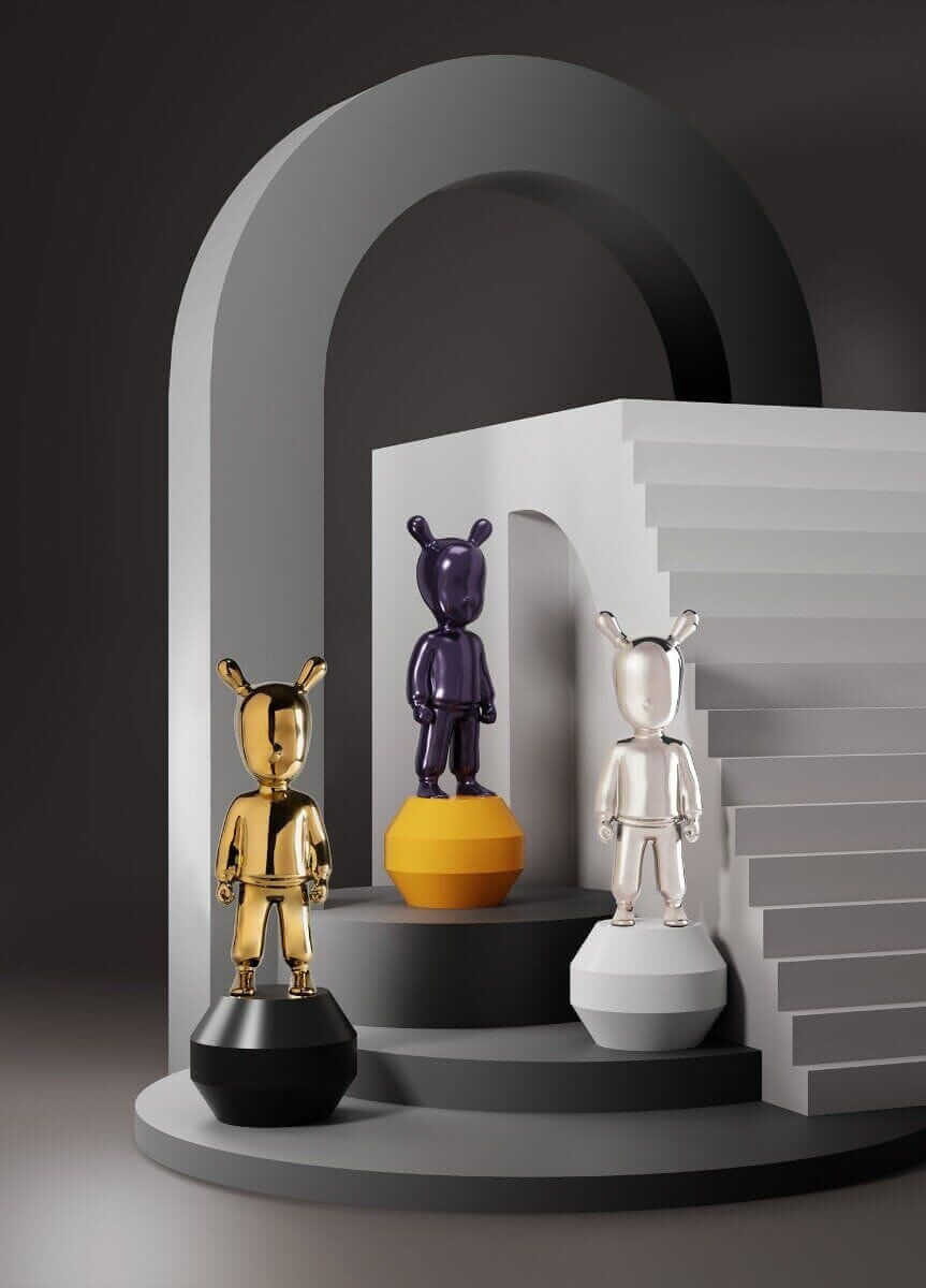 The Guest Sculpture Small Model Metallic Purple on Yellow Base Modern Designer Styling