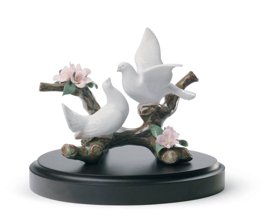 Doves on A Cherry Tree Figurine