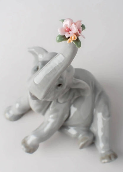  Lladró Baby Elephant with Pink Flower Sculpture Sculpture by Lladró at  FormFluent
