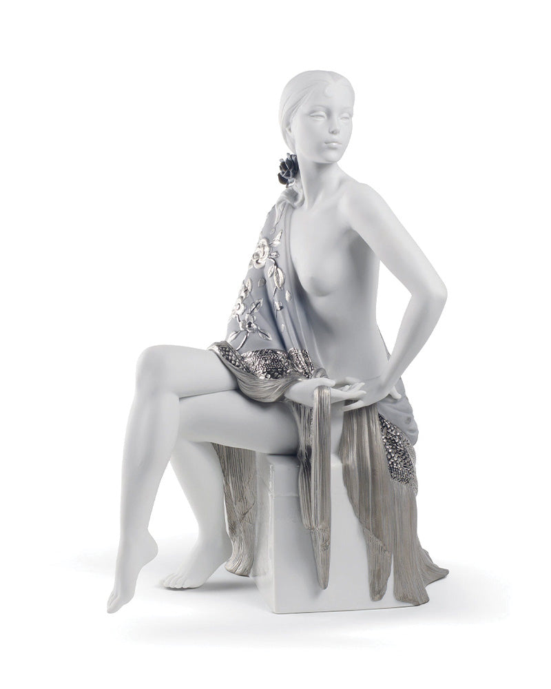 Lladró Nude with Shawl Woman Figurine Silver Lustre   FormFluent