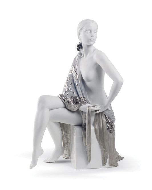 Lladró Nude with Shawl Woman Figurine Silver Lustre   FormFluent