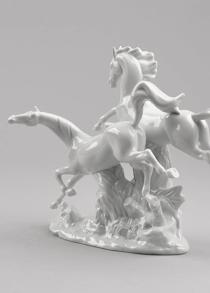 Lladró Horses Galloping Figurine White Sculpture by Lladró at  FormFluent Sydney, Australia