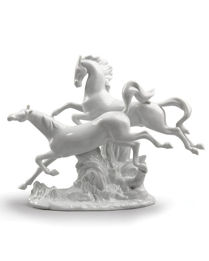 Lladró Horses Galloping Figurine White Sculpture by Lladró at  FormFluent Sydney, Australia