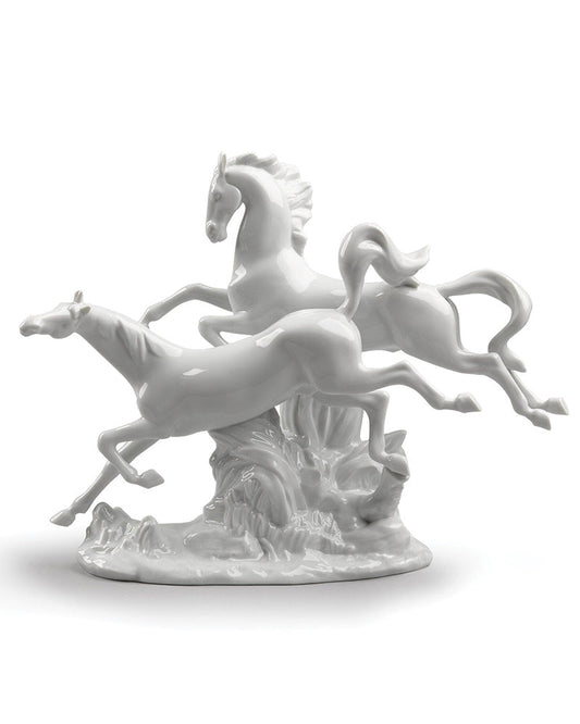 Lladró Horses Galloping Figurine White Sculpture by Lladró at  FormFluent Sydney, Australia