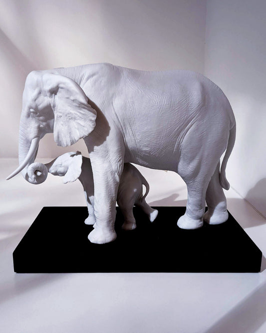 Lladró Leading The Way Elephants White Sculpture  - FormFluent Sydney Australia