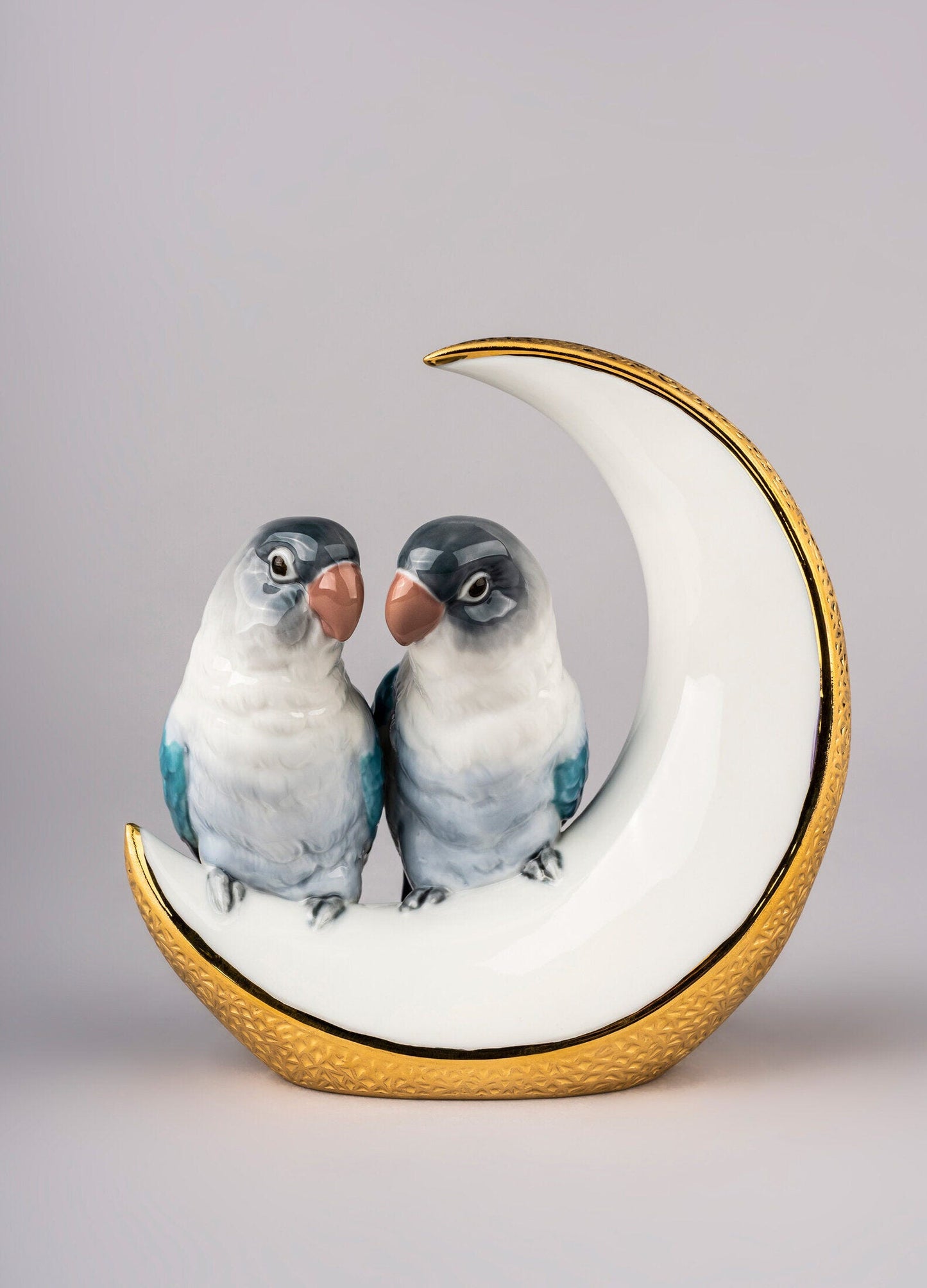 Fly Me to The Moon Birds Figurine in Golden Lustre
