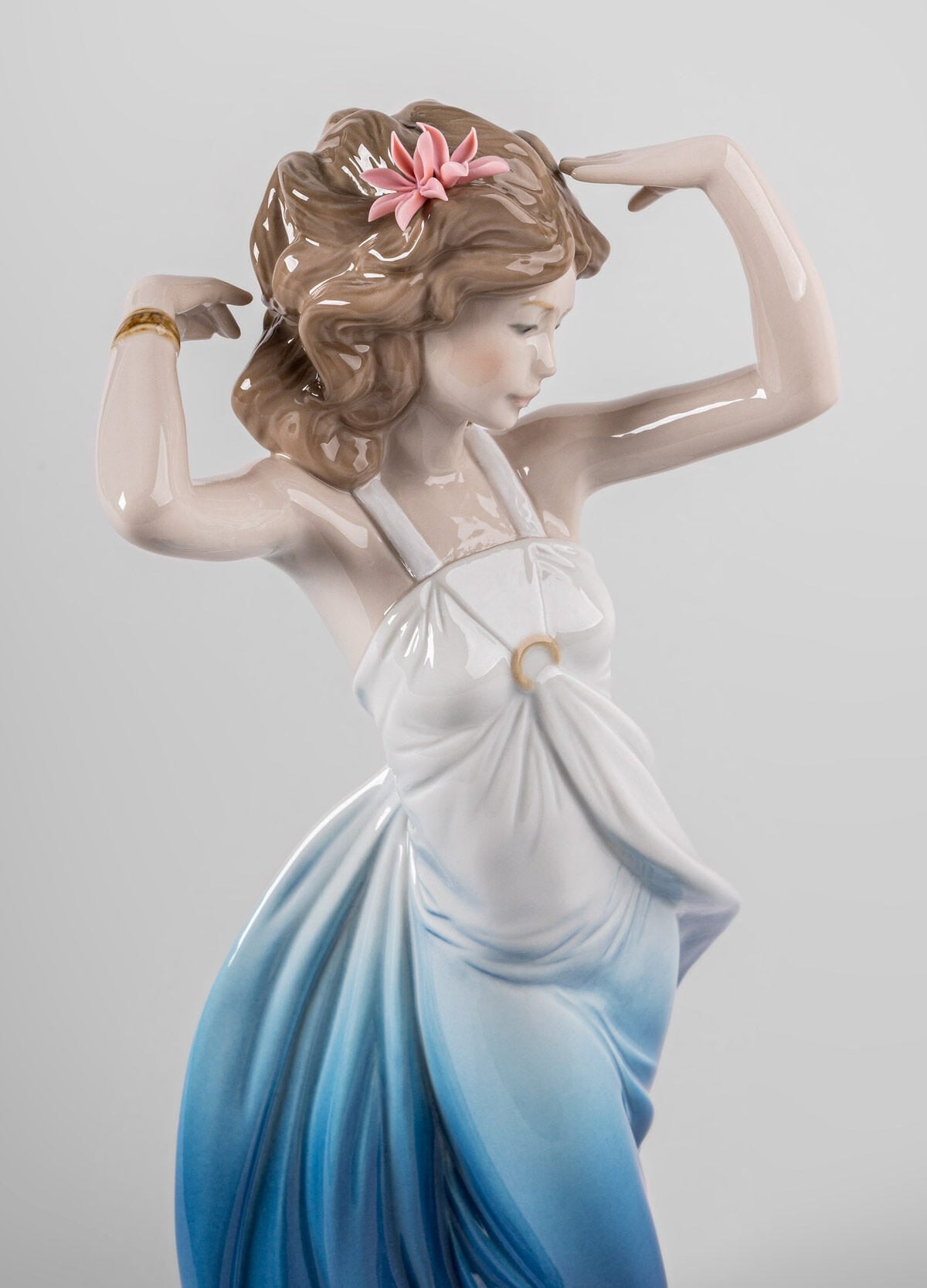 Lladro Ethereal Spirit Sculpture Woman Blue Ombre Dress - Flower Formfluent Lladro sydney australia