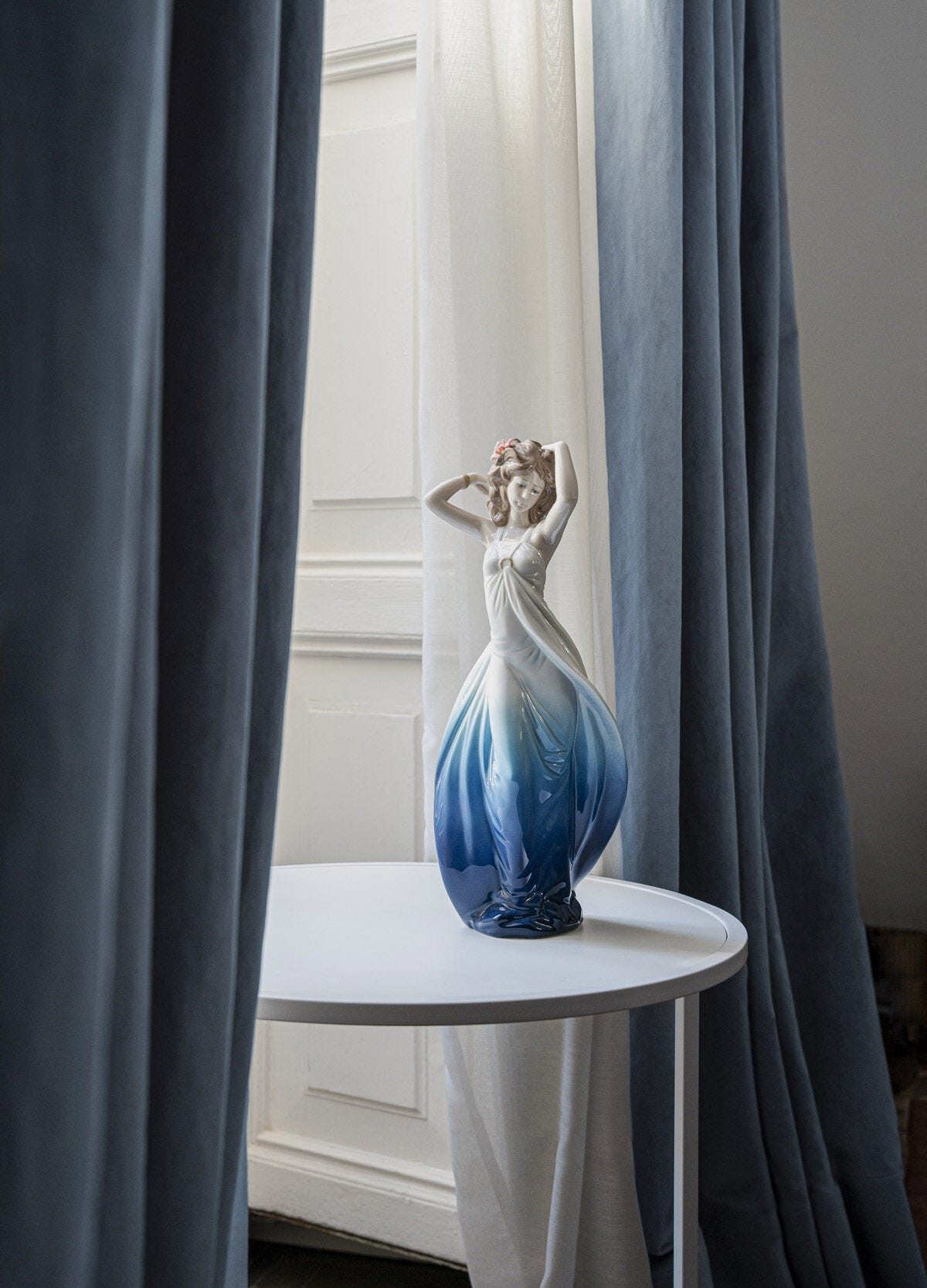 Lladro Ethereal Spirit Sculpture Woman Blue Ombre Dress Table Styling Formfluent Lladro sydney australia