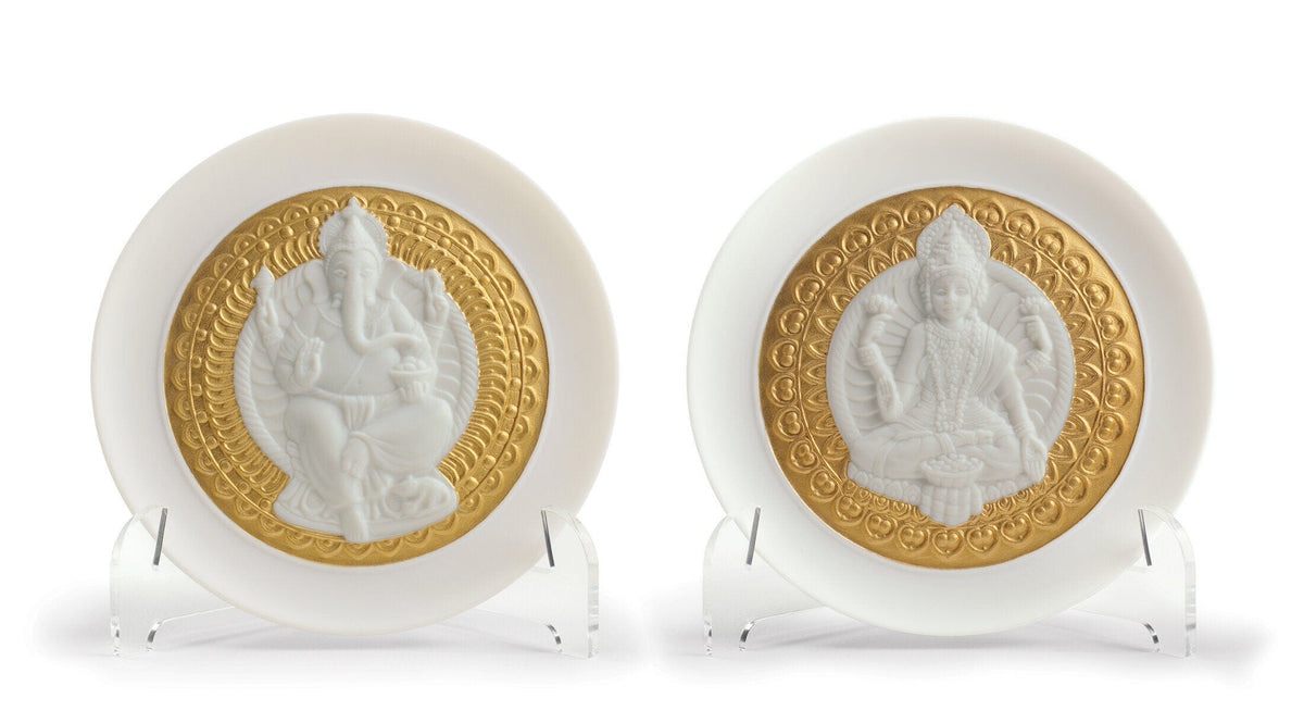 Lladró Goddess Lakshmi Decorative Plate Gold Lustre