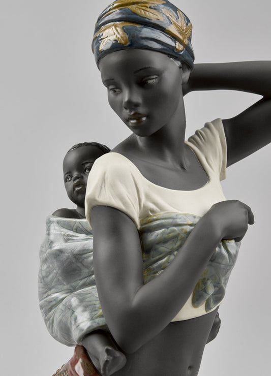 Lladró African Bond Mother and Baby Figurine