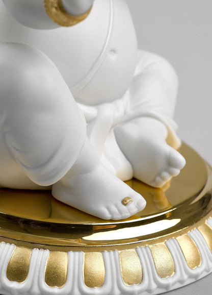 Lladró Bansuri Ganesha Figurine Gold Lustre Sculpture by  Lladró at   FormFluent Sydney, Australia