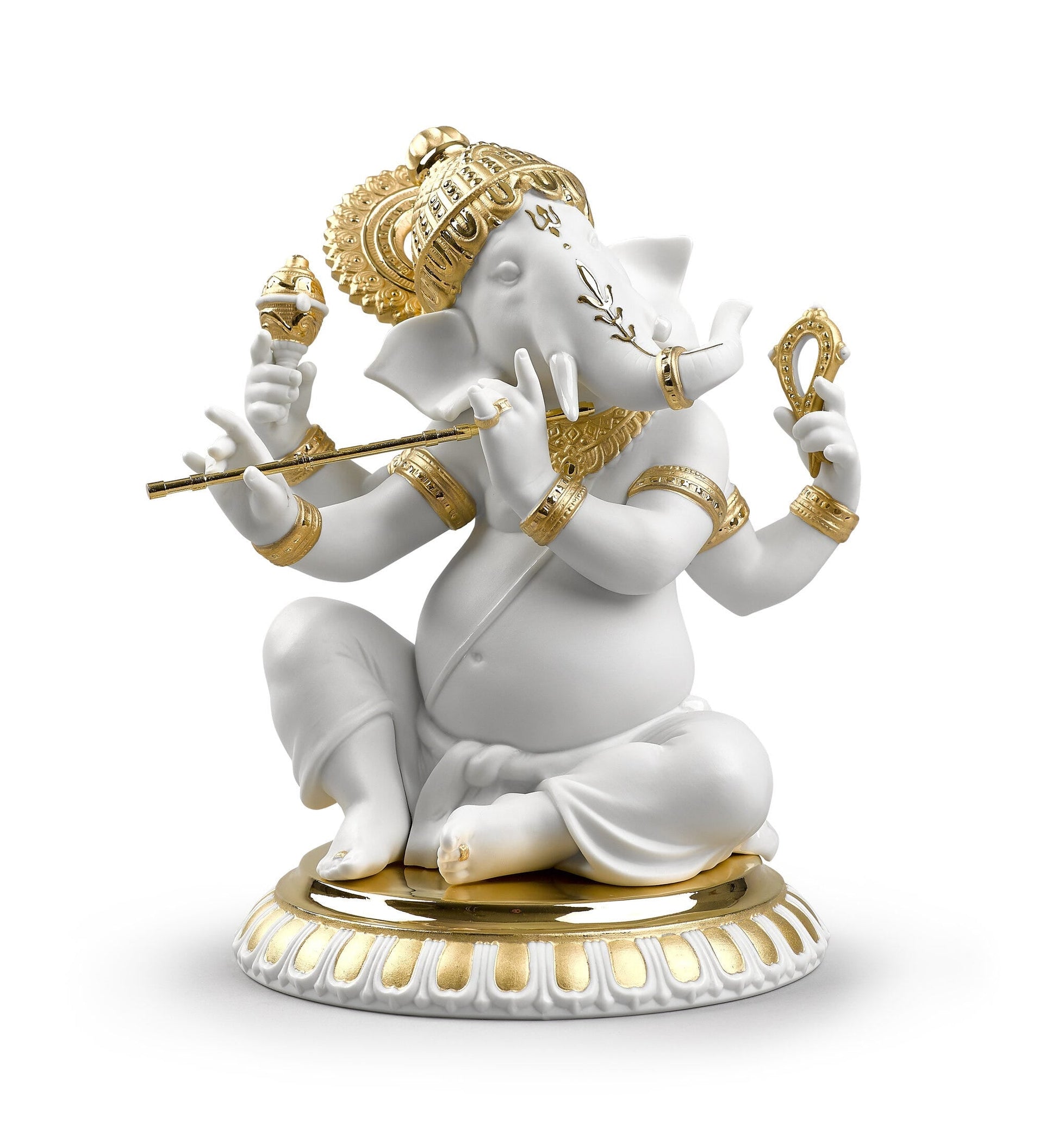 Buy Authentic Lladró Lladró Bansuri Ganesha Figurine Gold Lustre Sculpture - FormFluent Sydney Australia