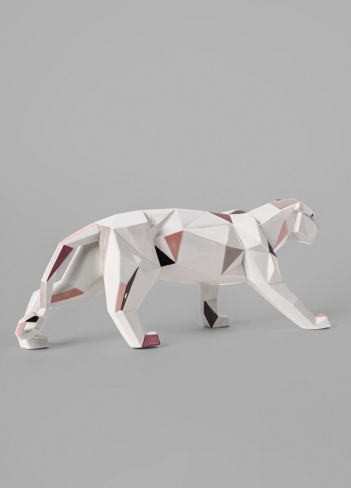 Origami Panther Figurine Glazed White