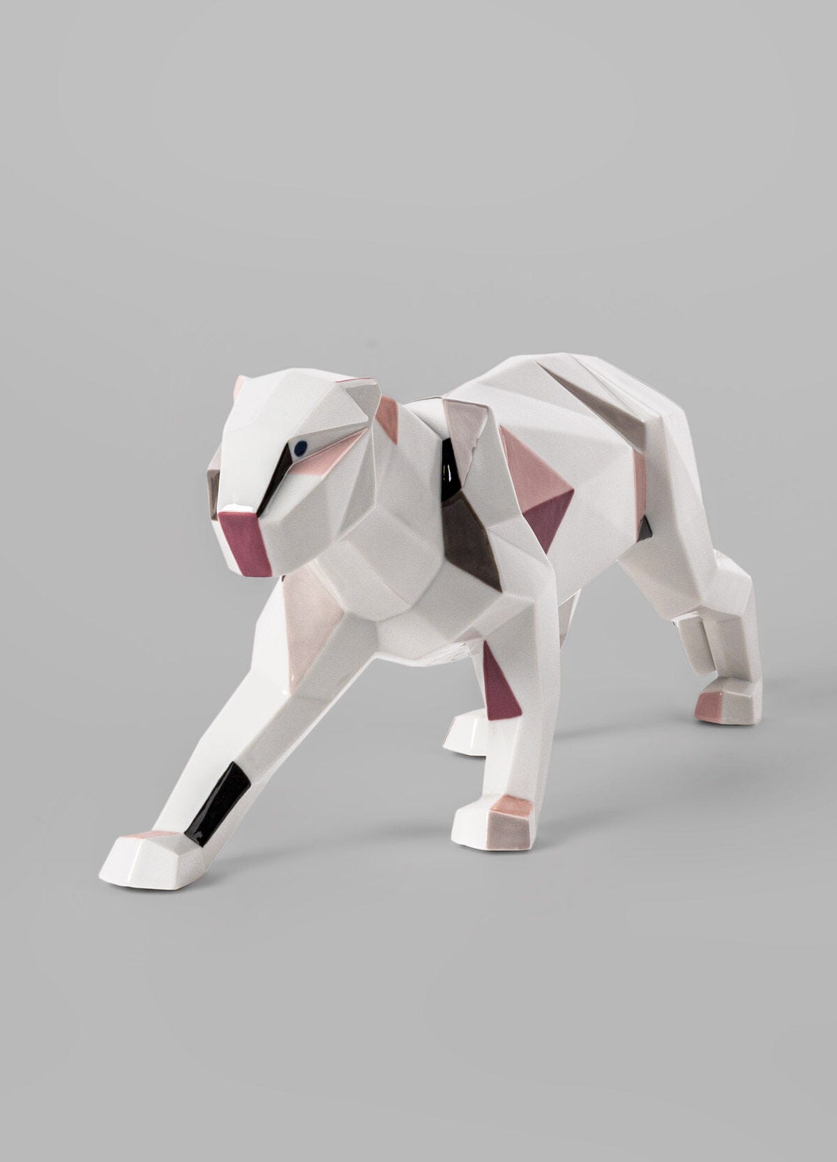 Origami Panther Figurine Glazed White