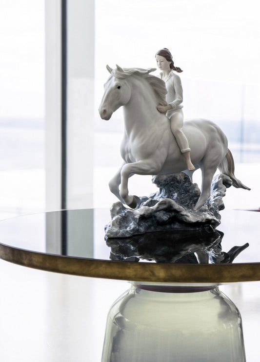Lladró Riding Her Horse on the Seashore Horse & Woman Figurine Sculpture by Lladró at  FormFluent Sydney, Australia