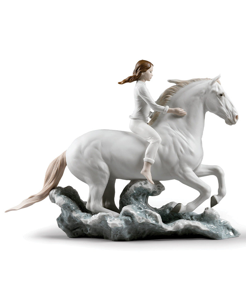 Lladró Riding Her Horse on the Seashore Horse & Woman Figurine Sculpture by Lladró at  FormFluent Sydney, Australia