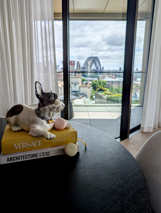 Lladró Lladró French Bulldog with Macarons Dog Figurine  - FormFluent Sydney Australia