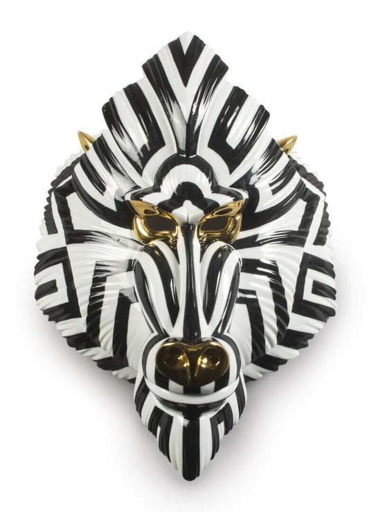 Lladró Black and Gold African Mandrill Mask Sculpture by  Lladró at   FormFluent Sydney, Australia