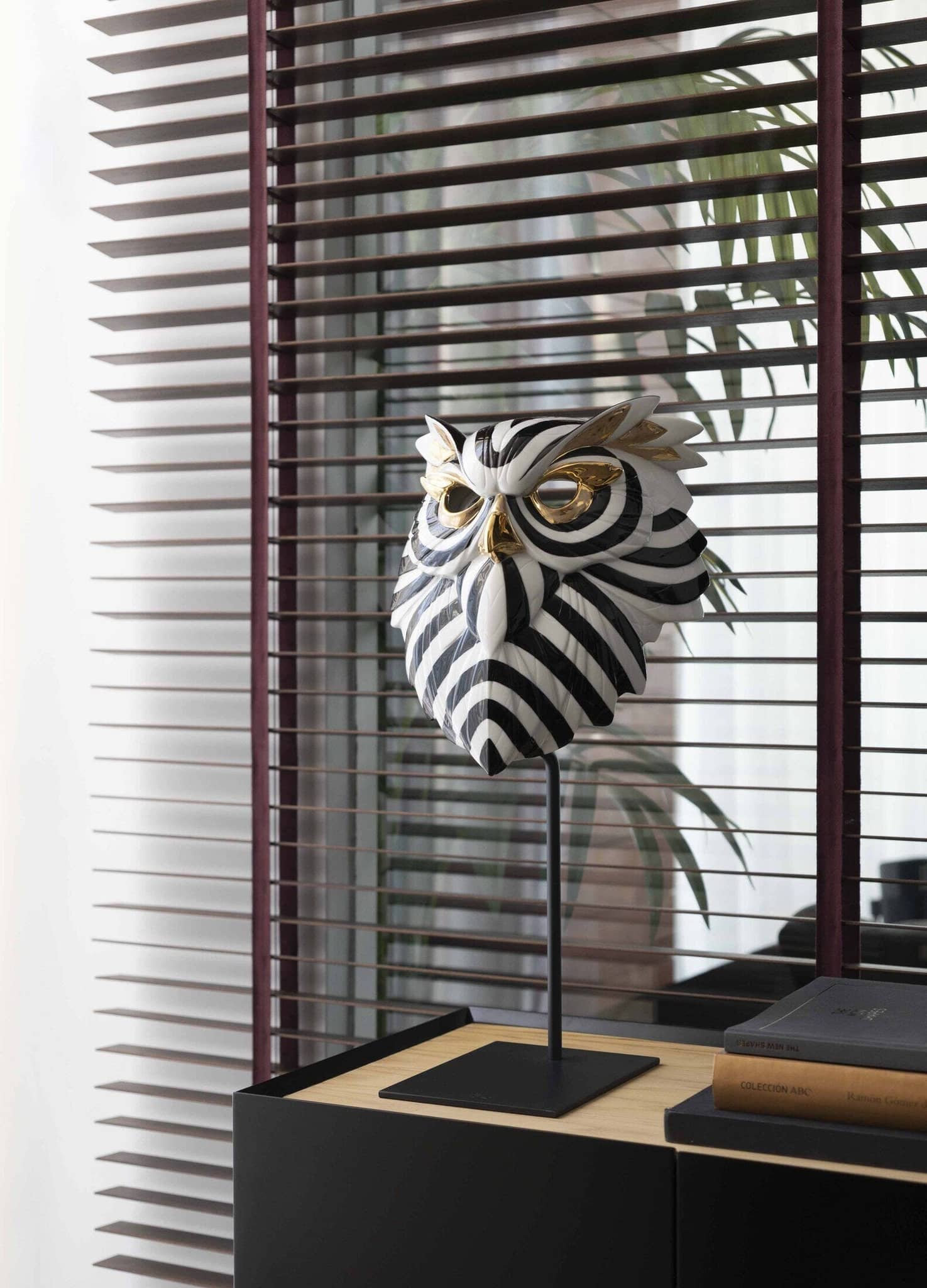 Lladró Black and Gold African Owl Mask Sculpture by  Lladró at   FormFluent Sydney, Australia