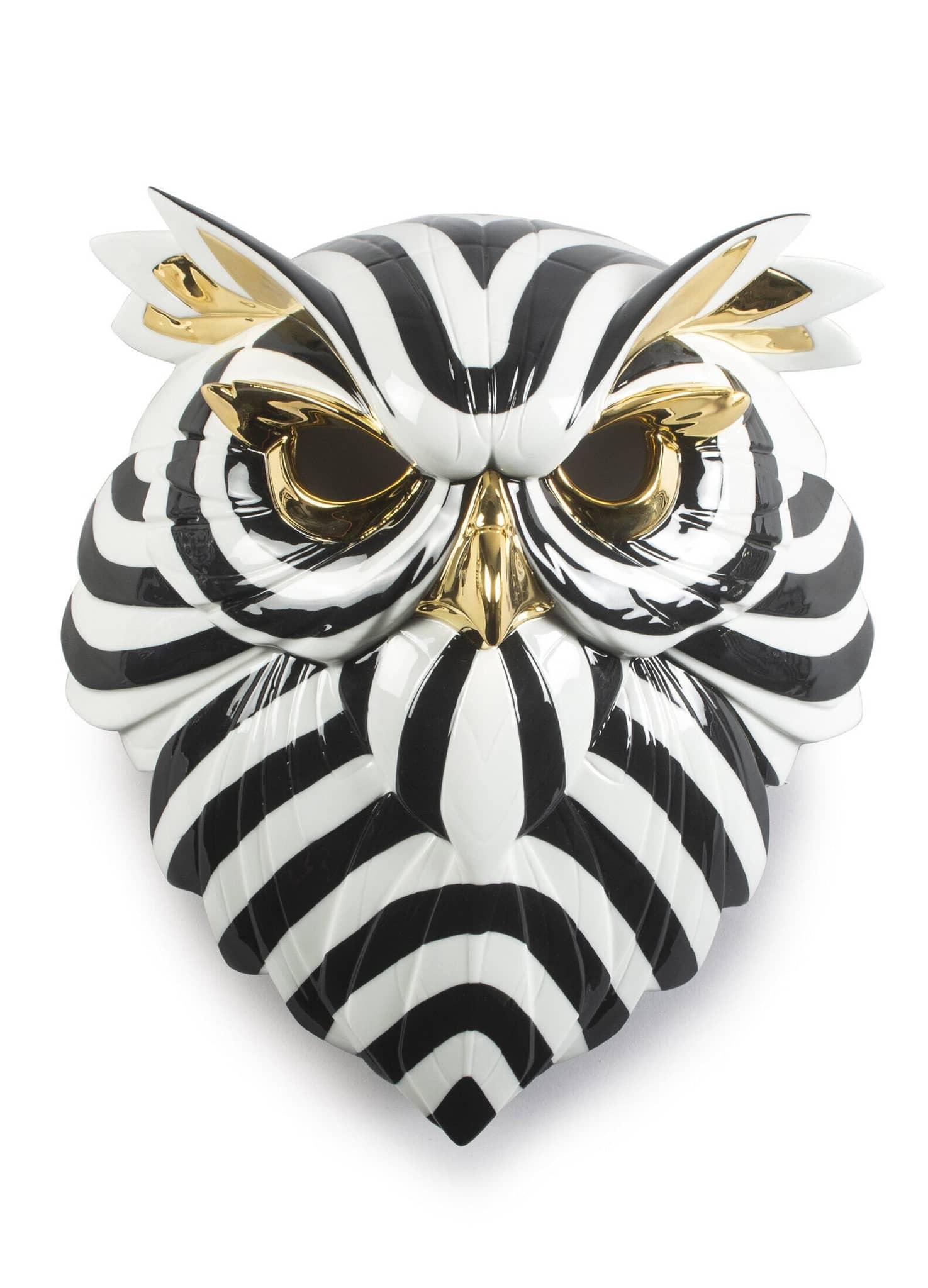 Lladró Black and Gold African Owl Mask Sculpture by  Lladró at   FormFluent Sydney, Australia