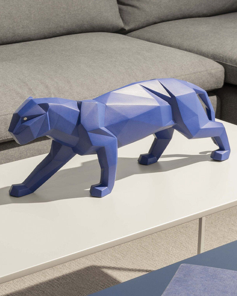 Origami Panther Figurine Matt Blue