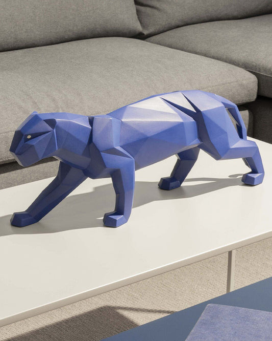 Origami Panther Figurine Matt Blue