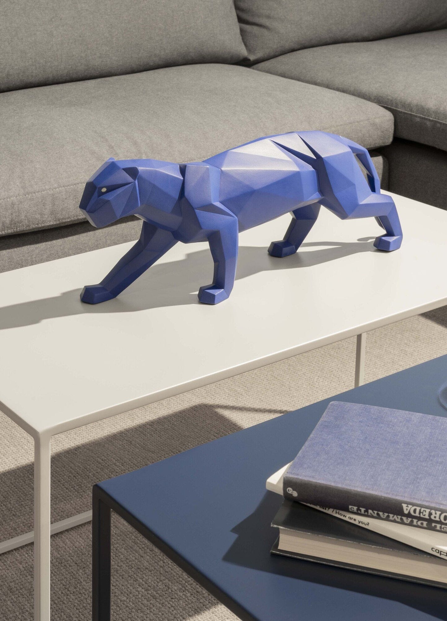 Origami Panther Figurine Matt Blue