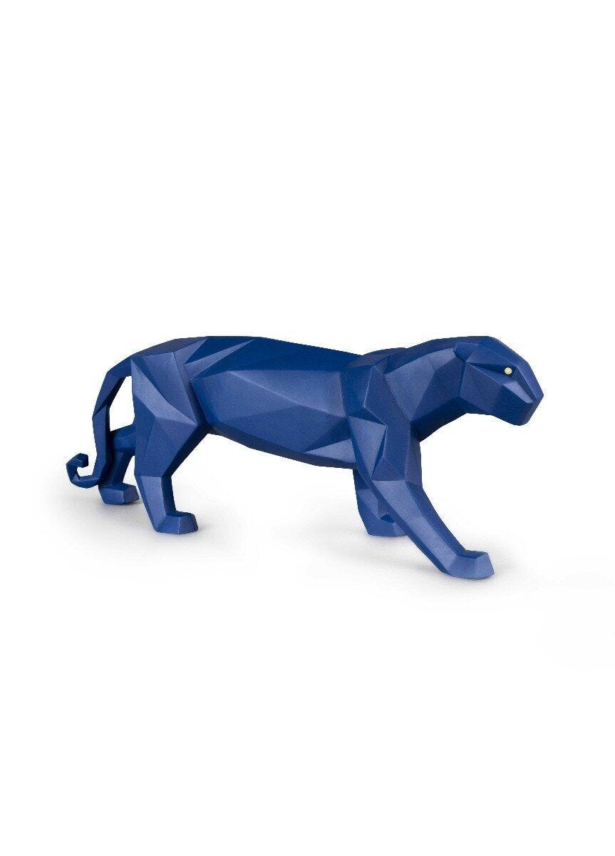 Origami Panther Figurine Matt Blue