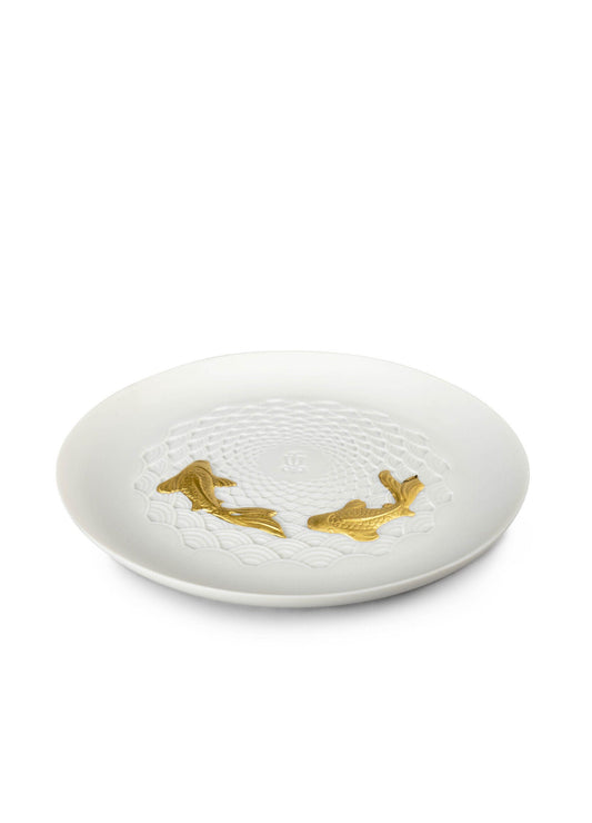 Lladró Koi Plate. Golden Luster