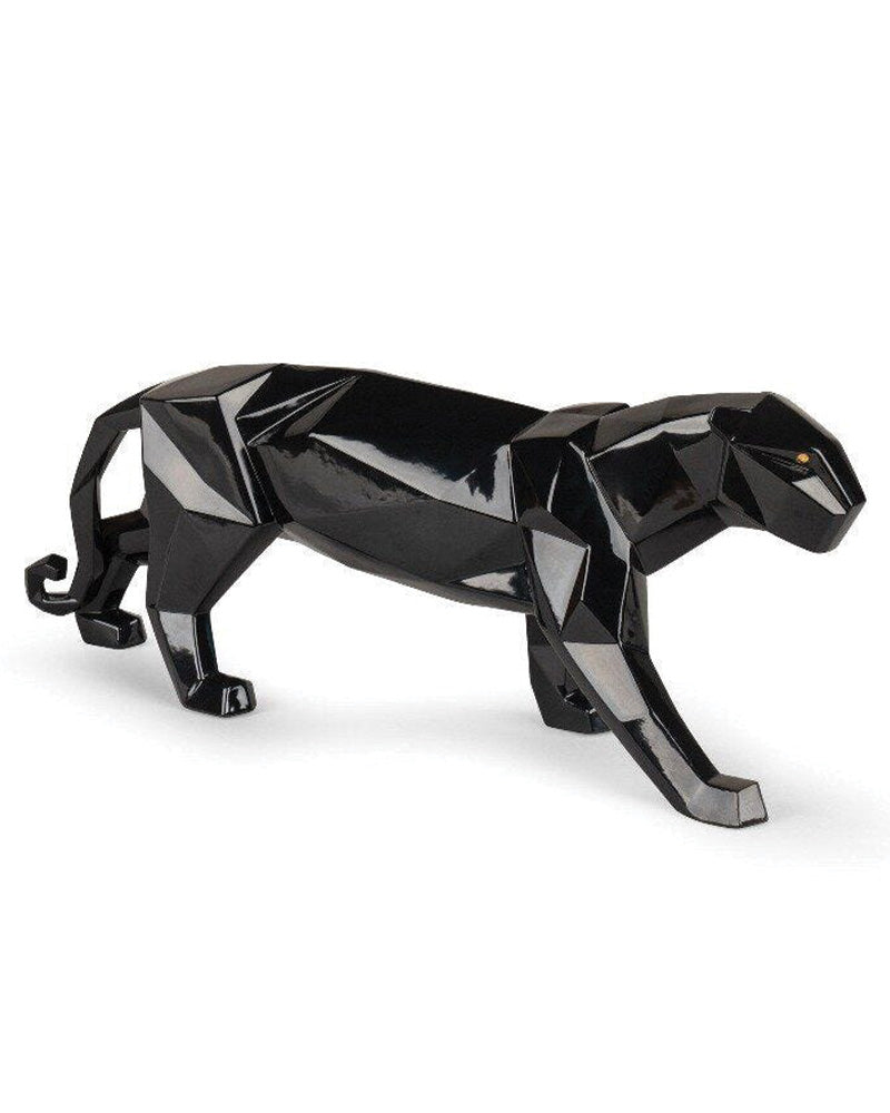 Lladró Origami Panther Figurine Glazed Black  Sculpture FormFluent