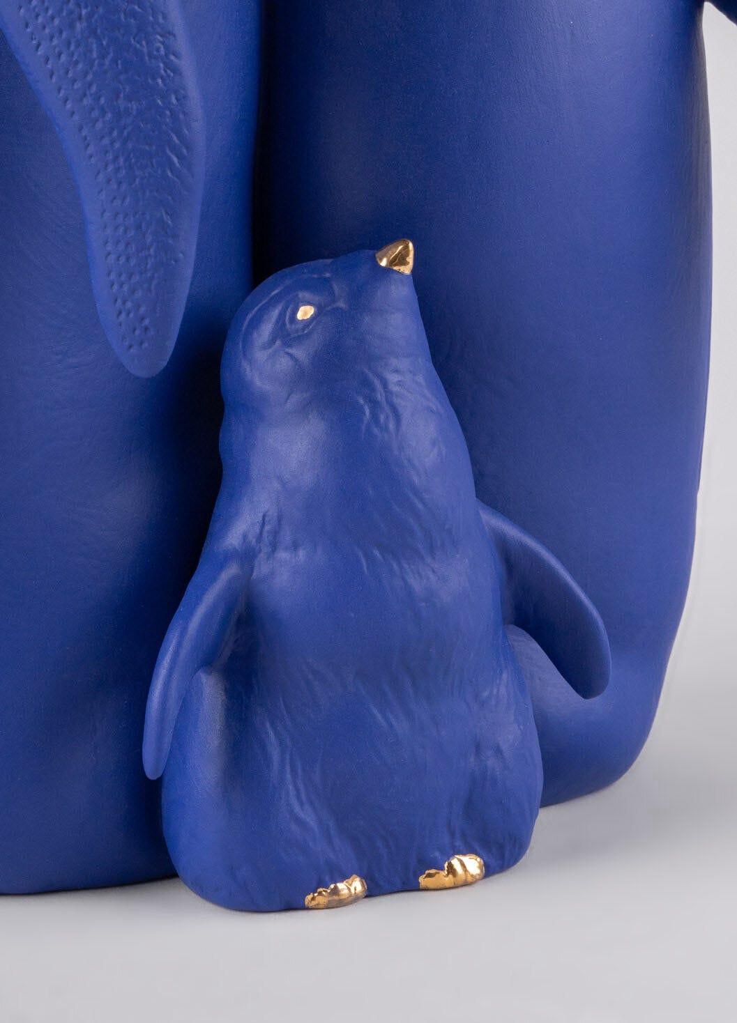Penguin Family Sculpture Limited Edition Blue Gold