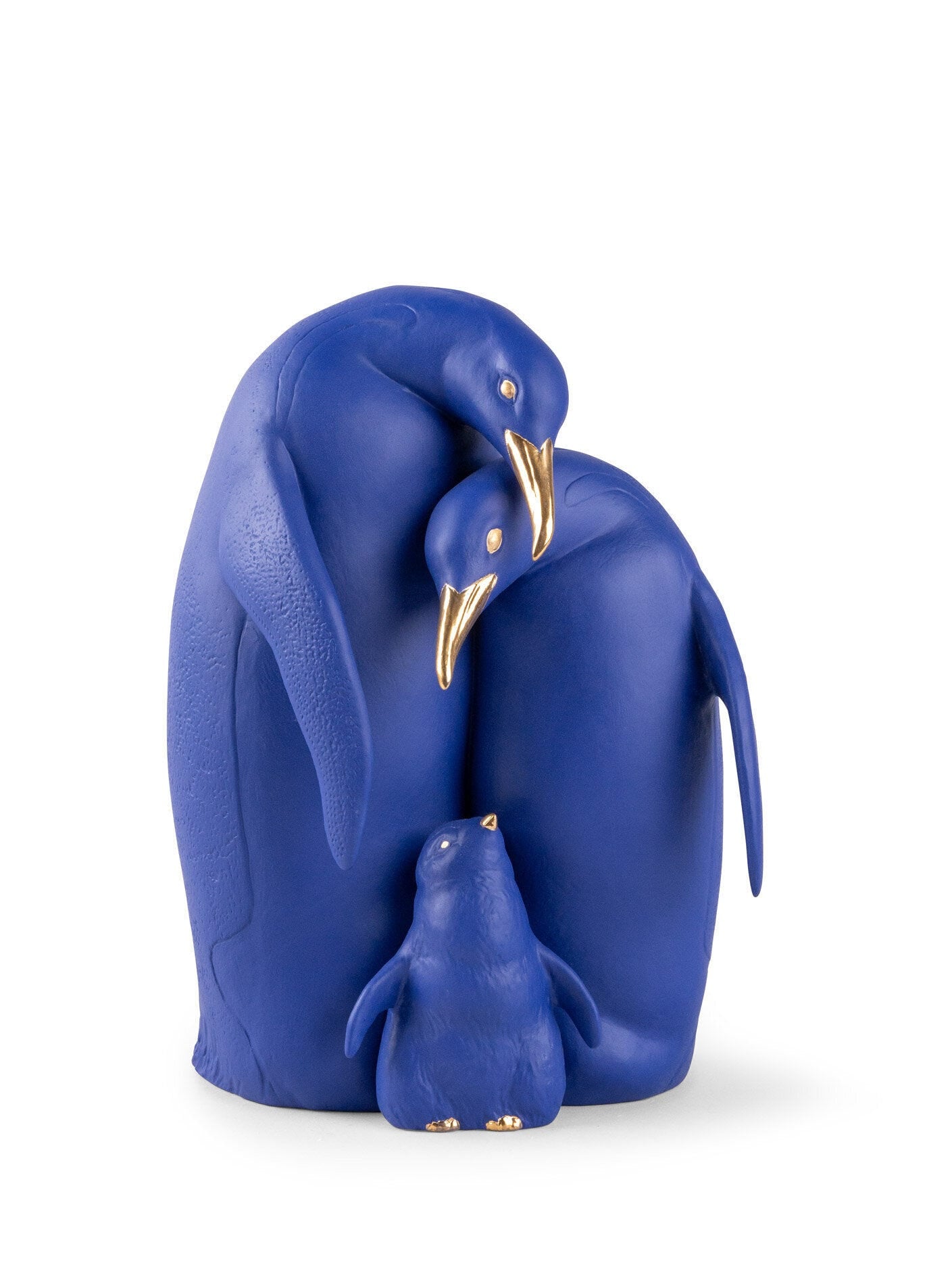 Penguin Family Sculpture Limited Edition Blue Gold