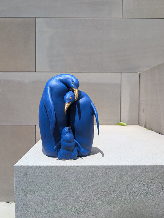Lladró Penguin Family Sculpture Blue Gold Limited Edition - FormFluent