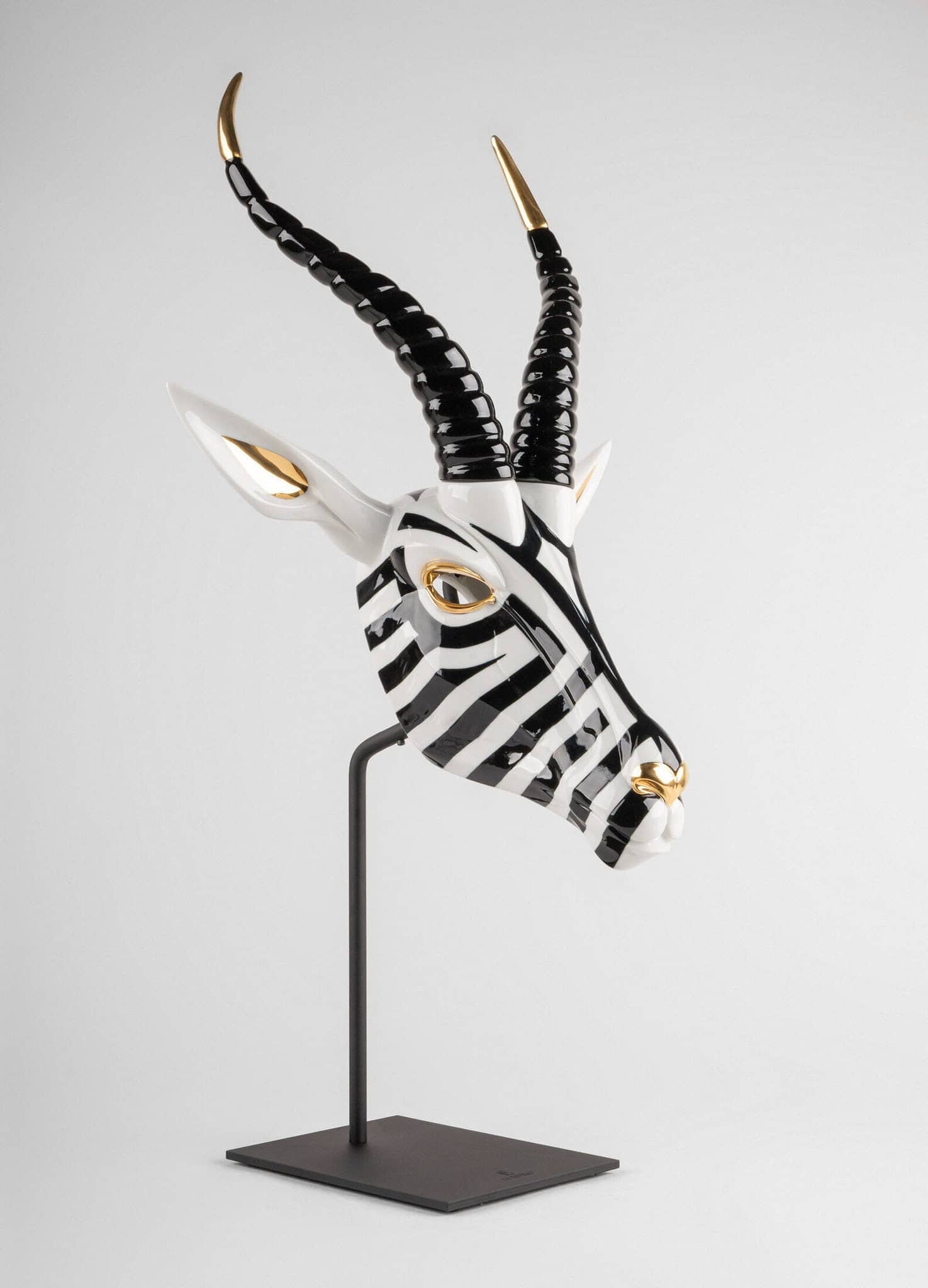Lladró Black and Gold African Antelope Mask Sculpture by  Lladró at   FormFluent Sydney, Australia