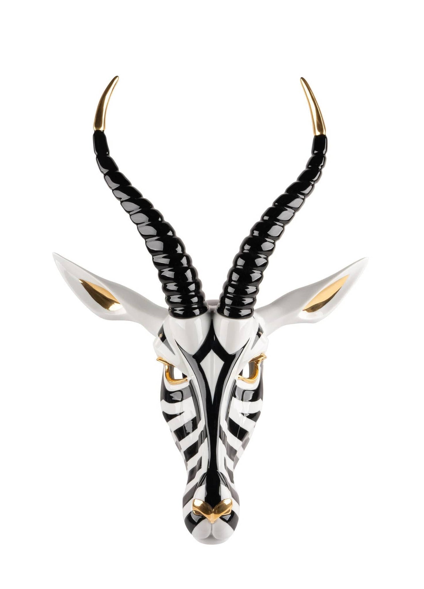 Lladró Black and Gold African Antelope Mask Sculpture by  Lladró at   FormFluent Sydney, Australia