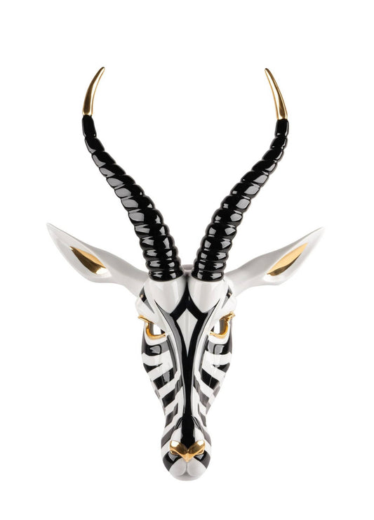 Lladró Black and Gold African Antelope Mask Sculpture by  Lladró at   FormFluent Sydney, Australia