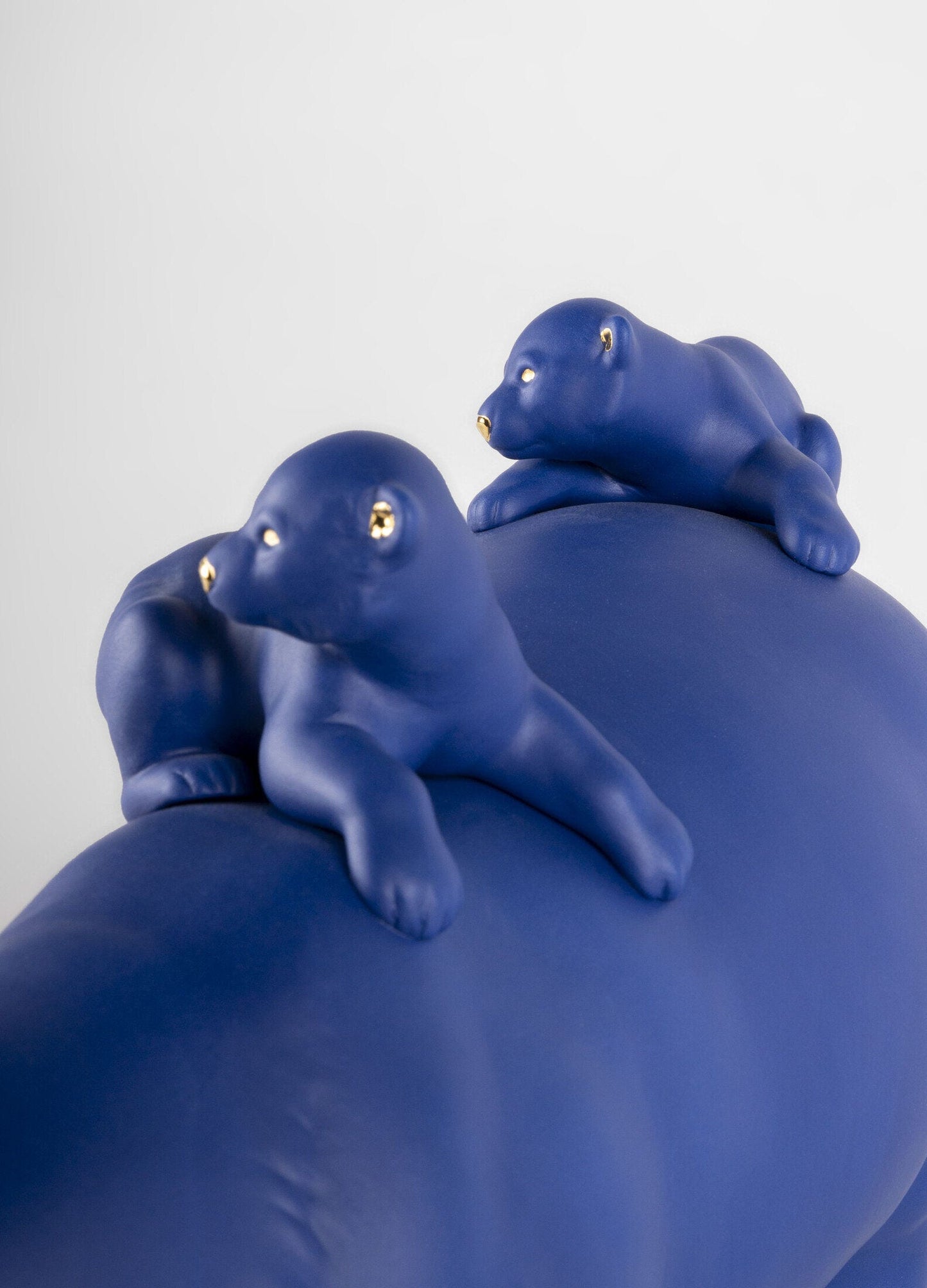 Mummy Bear and Babies Blue Gold Sculpture Limited Edition