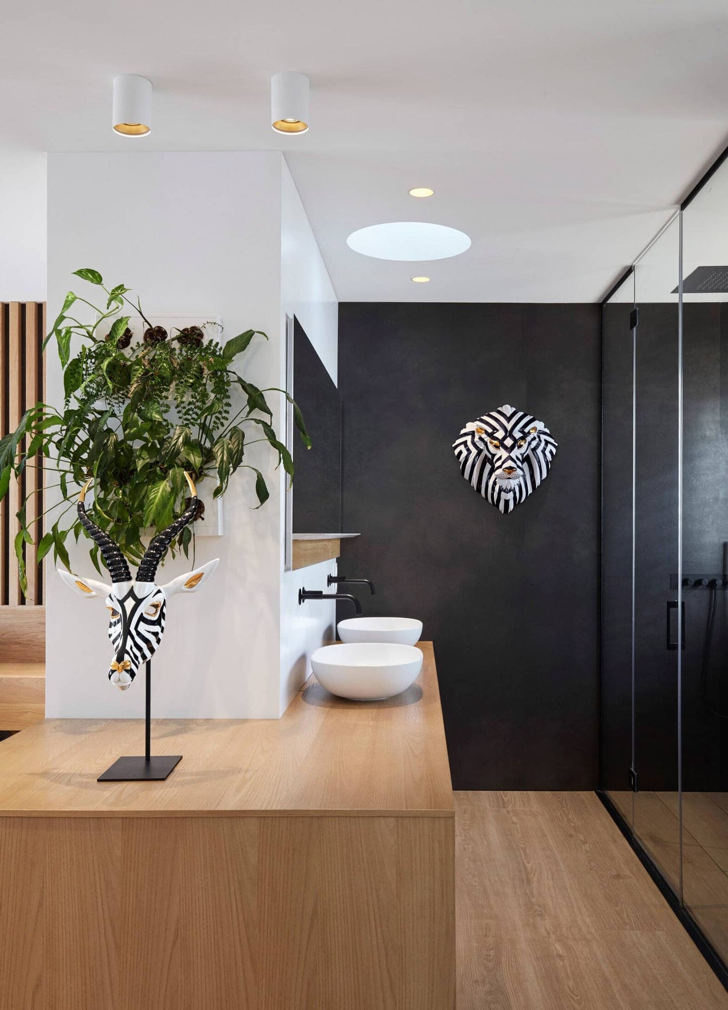 Lladró Black and Gold African Lion Mask Sculpture by  Lladró at   FormFluent Sydney, Australia