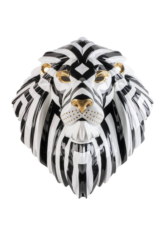 Lladró Black and Gold African Lion Mask Sculpture by  Lladró at   FormFluent Sydney, Australia
