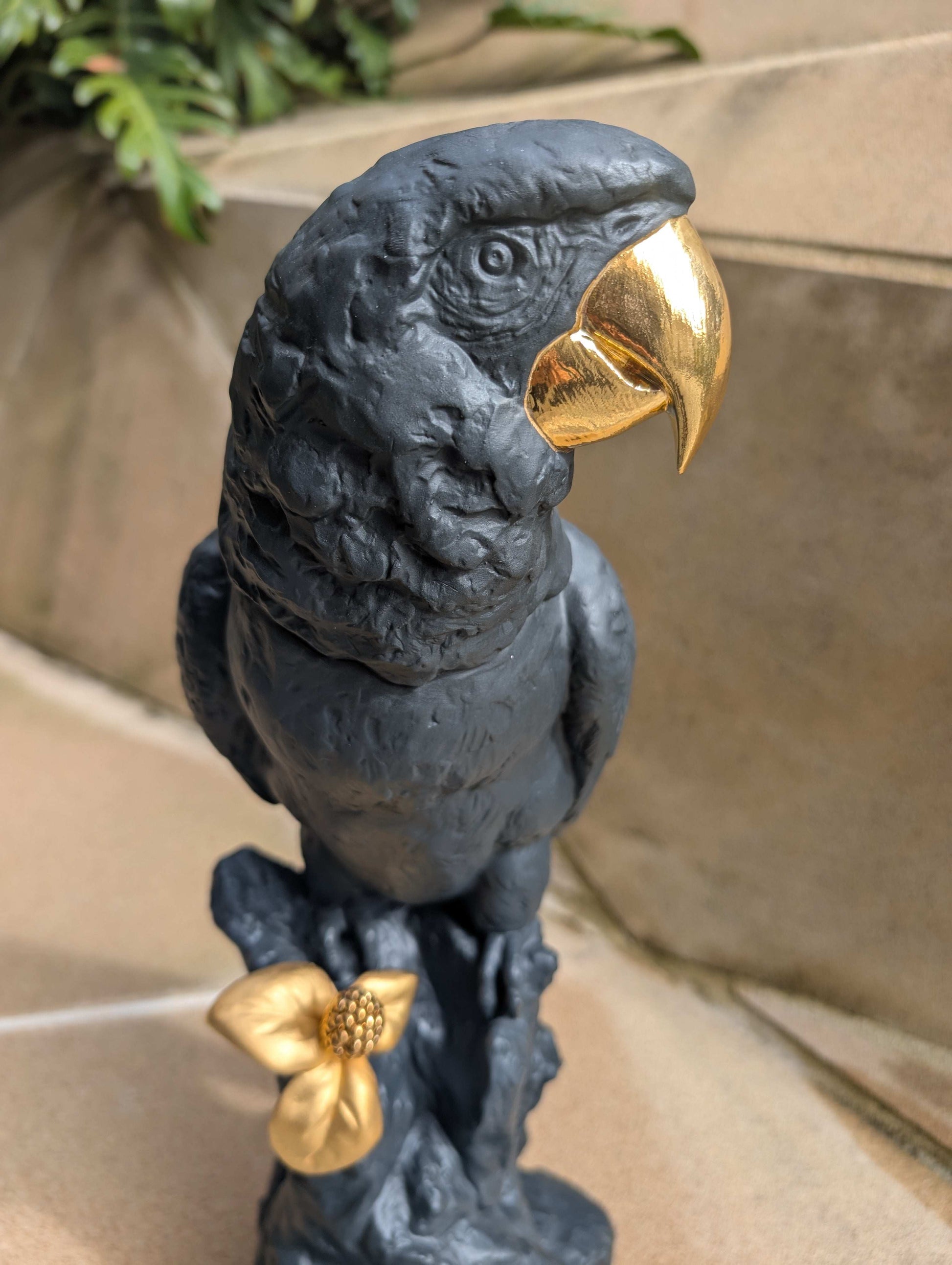 Lladró Lladró Macaw Bird Sculpture. Black-Gold. Limited Edition Sculpture - FormFluent Sydney Australia