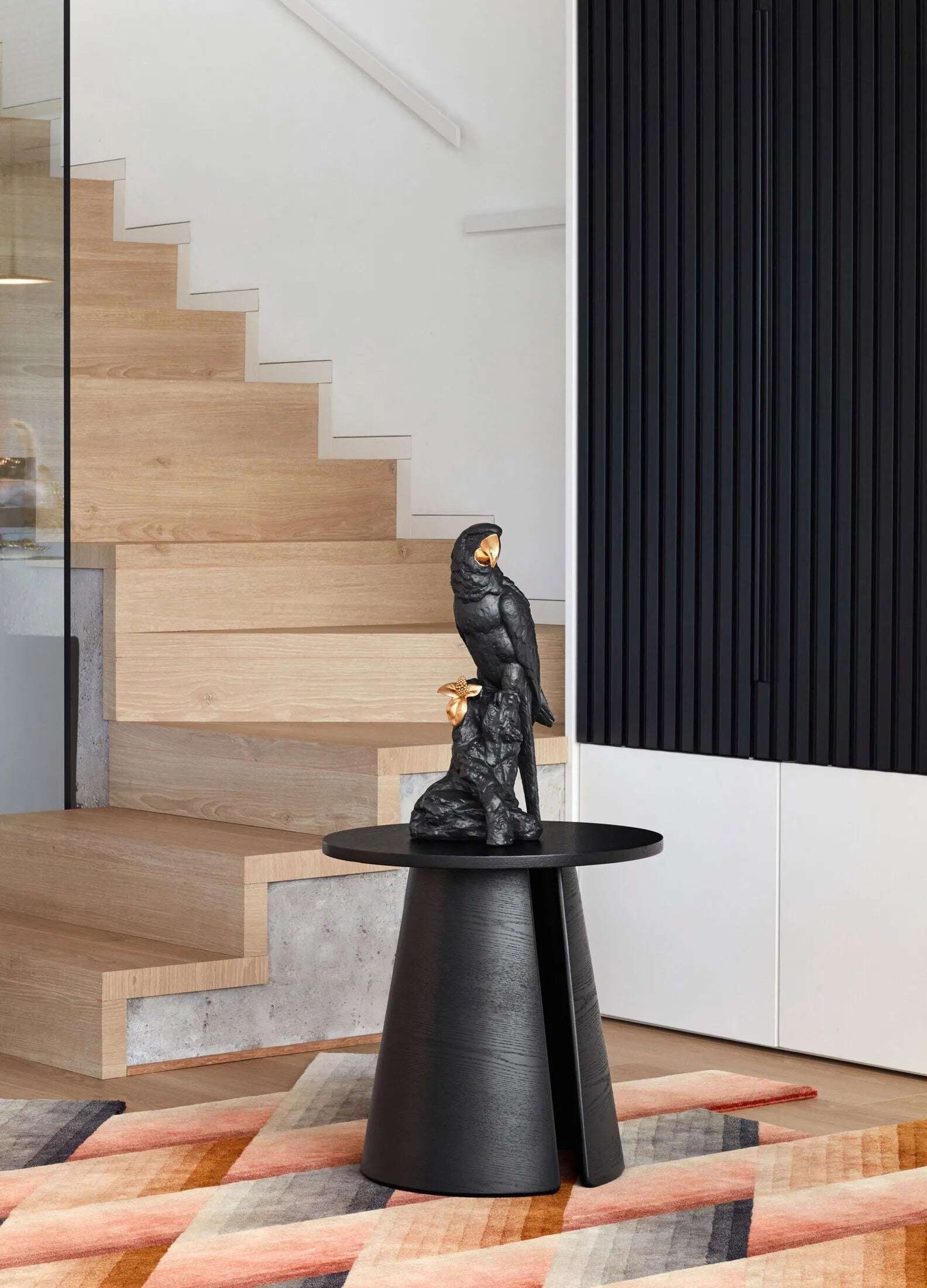 Lladró Lladró Macaw Bird Sculpture. Black-Gold. Limited Edition Sculpture - FormFluent Sydney Australia