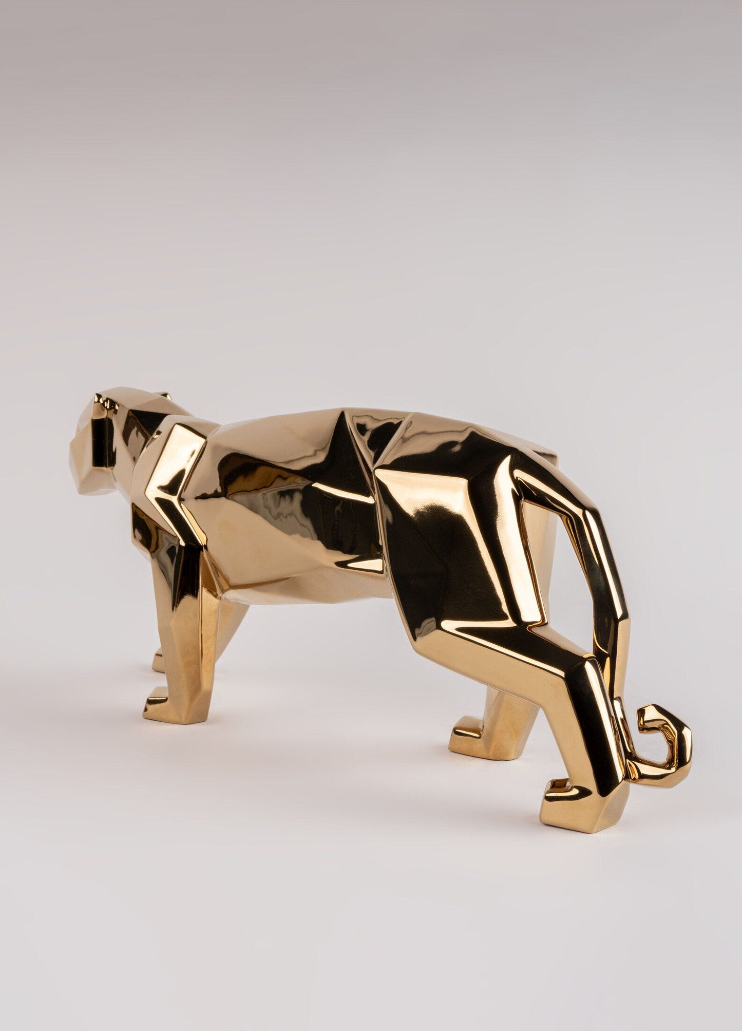 Origami Panther Figurine Metallic Gold